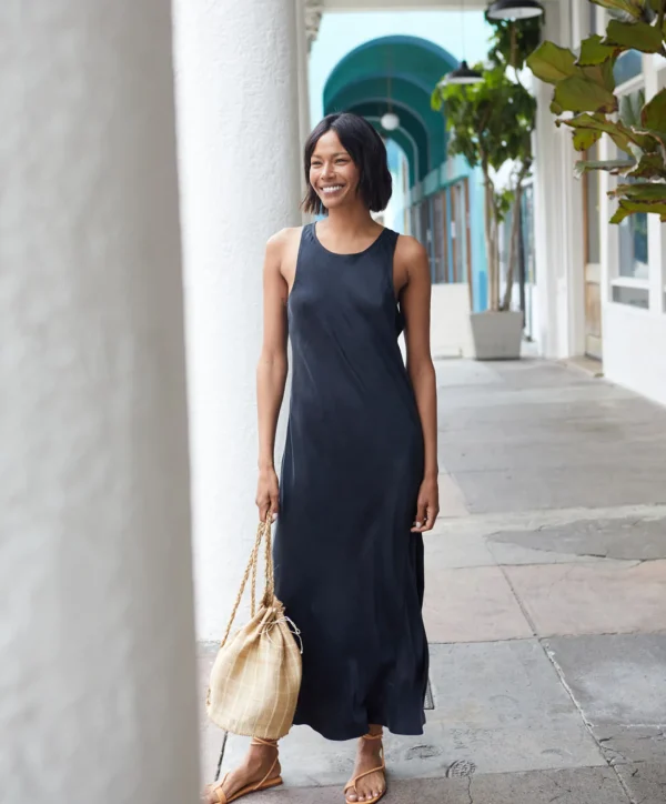 Jumpsuits + Dresses*Outerknown Ellison Midi Dress Pitchblack