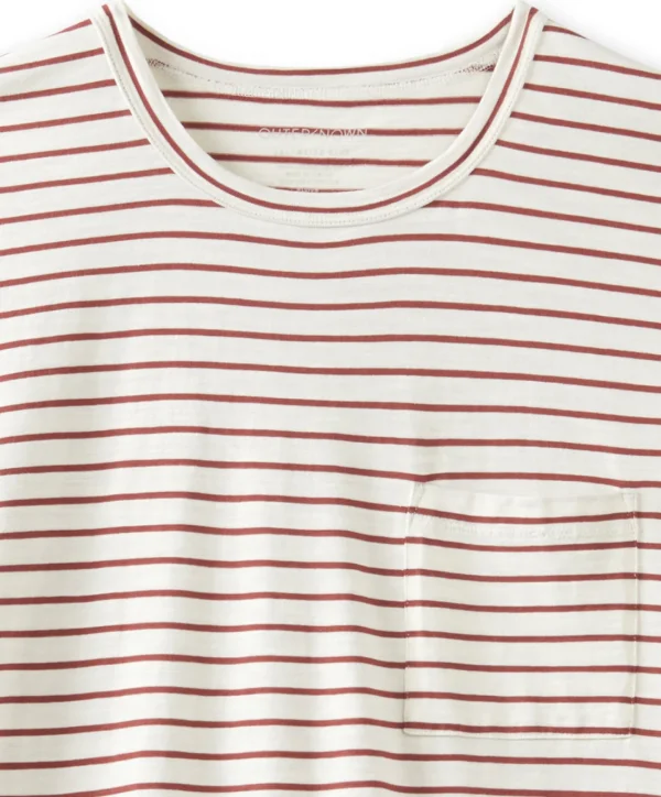 Tees + Henleys*Outerknown Saltwater Slub Pocket Tee Mineralredsmallstripe