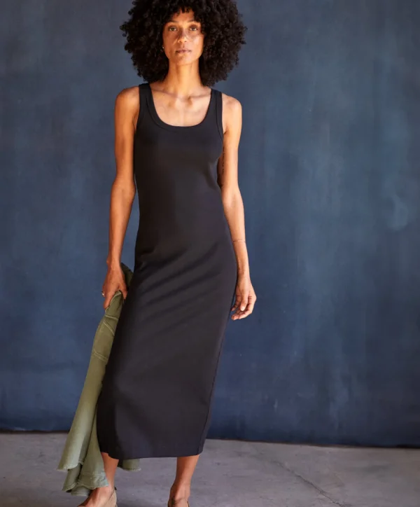 Jumpsuits + Dresses*Outerknown Sojourn Ribbed Tank Dress Brightblack